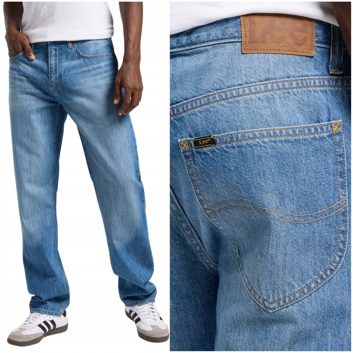 Lee WEST Anchore cienkie proste spodnie jeansowe bez streczu W30 L34