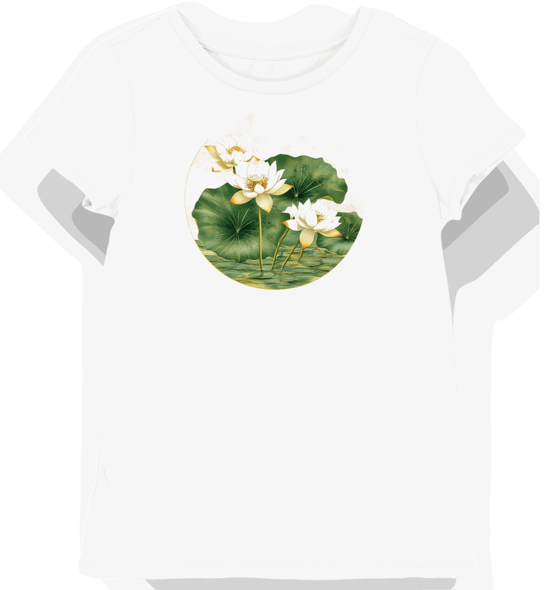 Koszulka damska biała z motywem kwiatu lotosu L