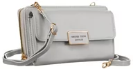 Torebki damskie - Miejska torebka-portfel ze skóry ekologicznej na ramię z kieszenią na telefon Cavaldi, szary - miniaturka - grafika 1