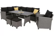 Meble ogrodowe - Narożne meble ogrodowe technorattanowe Lagos Muddy Grey / Black Melange - miniaturka - grafika 1