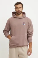 Bluzy męskie - Fila bluza Borgholm męska kolor brązowy z kapturem gładka FAU0148 - miniaturka - grafika 1