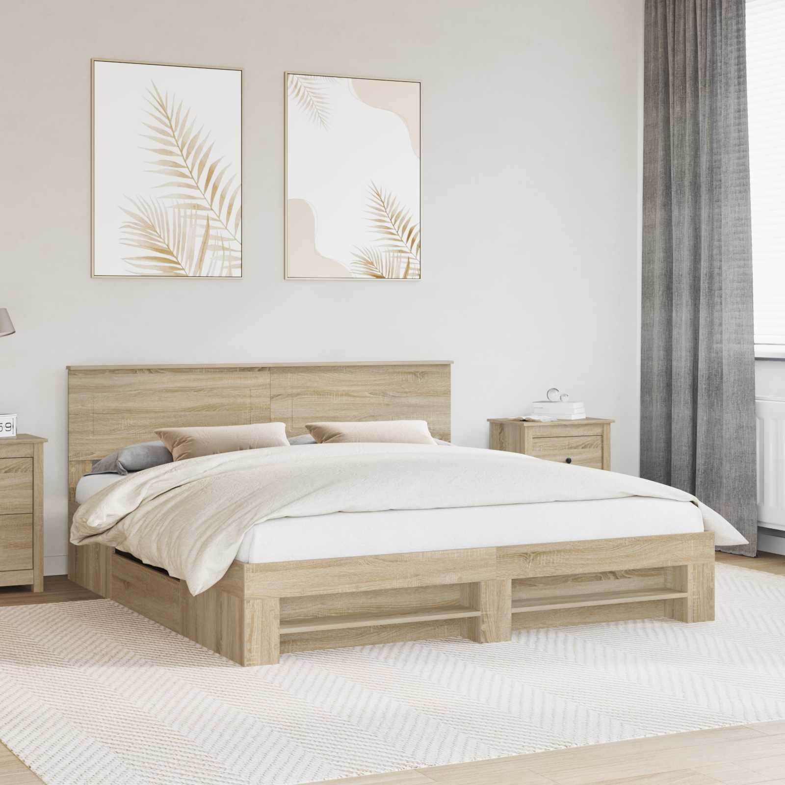 vidaXL Ramka łóżka Dąb Sonoma 200 x 200 cm