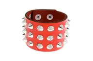Bransoletki - Pieszczocha Skórzana Z Kolcami Czerwona - miniaturka - grafika 1