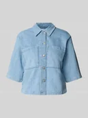 Bluzki damskie - Koszula jeansowa o kroju o kroju cropped fit z mieszanki bawełny model ‘ANYA’ - miniaturka - grafika 1