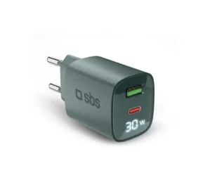 SBS LCD GaN PD 30W USB-C USB-A Zielony - Ładowarki do telefonów - miniaturka - grafika 1