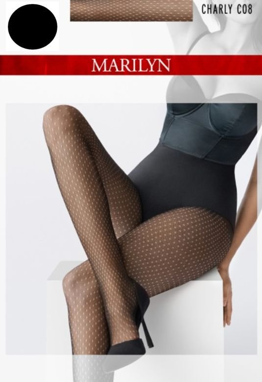 Rajstopy Kabaretki W Kropki Cienkie Marilyn Charly C08 10 Den Czarne 1/2