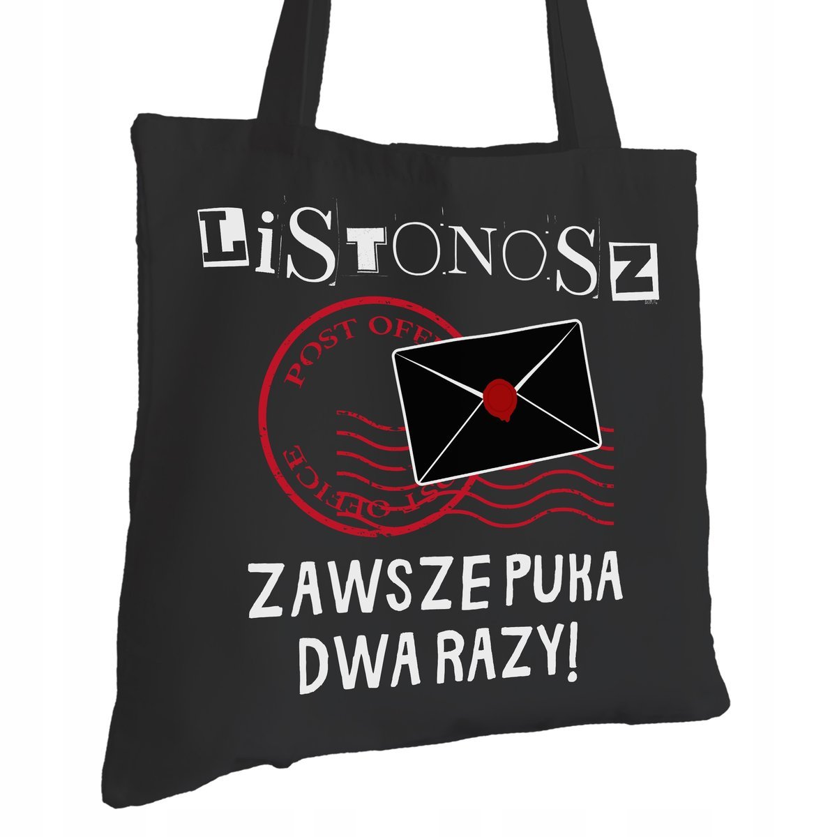 Torba Bawełniana dla Listonosza Czarna Na Prezent ekologiczna Trwały Nadruk