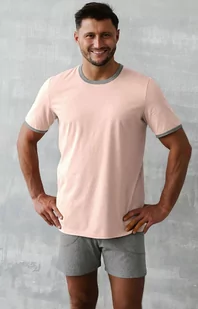 Piżama męska na krótki rękaw i krótkie nogawki Nikodem, Kolor łososiowo-szary, Rozmiar M, Italian Fashion - Intymna - Piżamy męskie - miniaturka - grafika 1