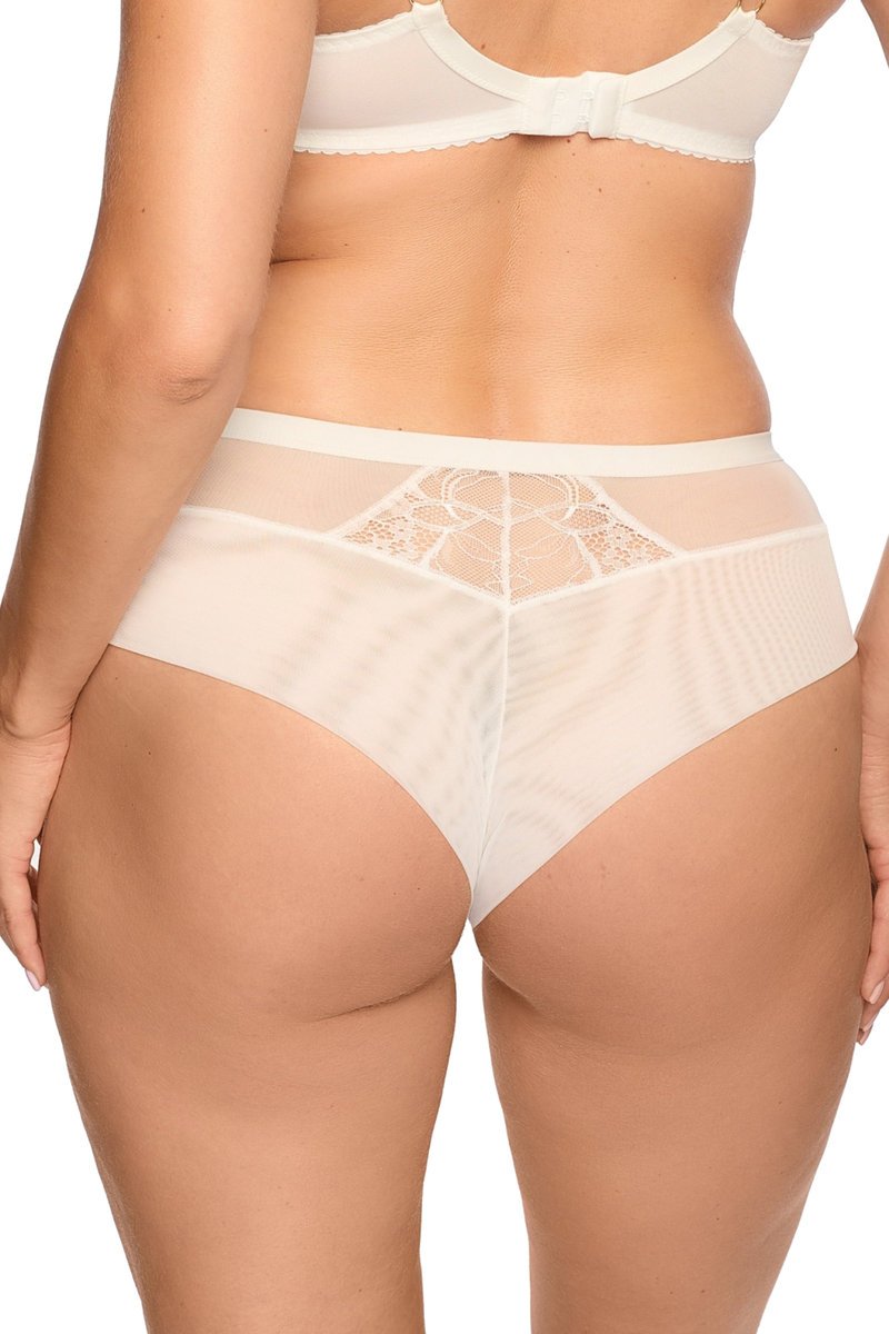 Brazyliany damskie z koronką i tiulem Laila 1280 ecru S