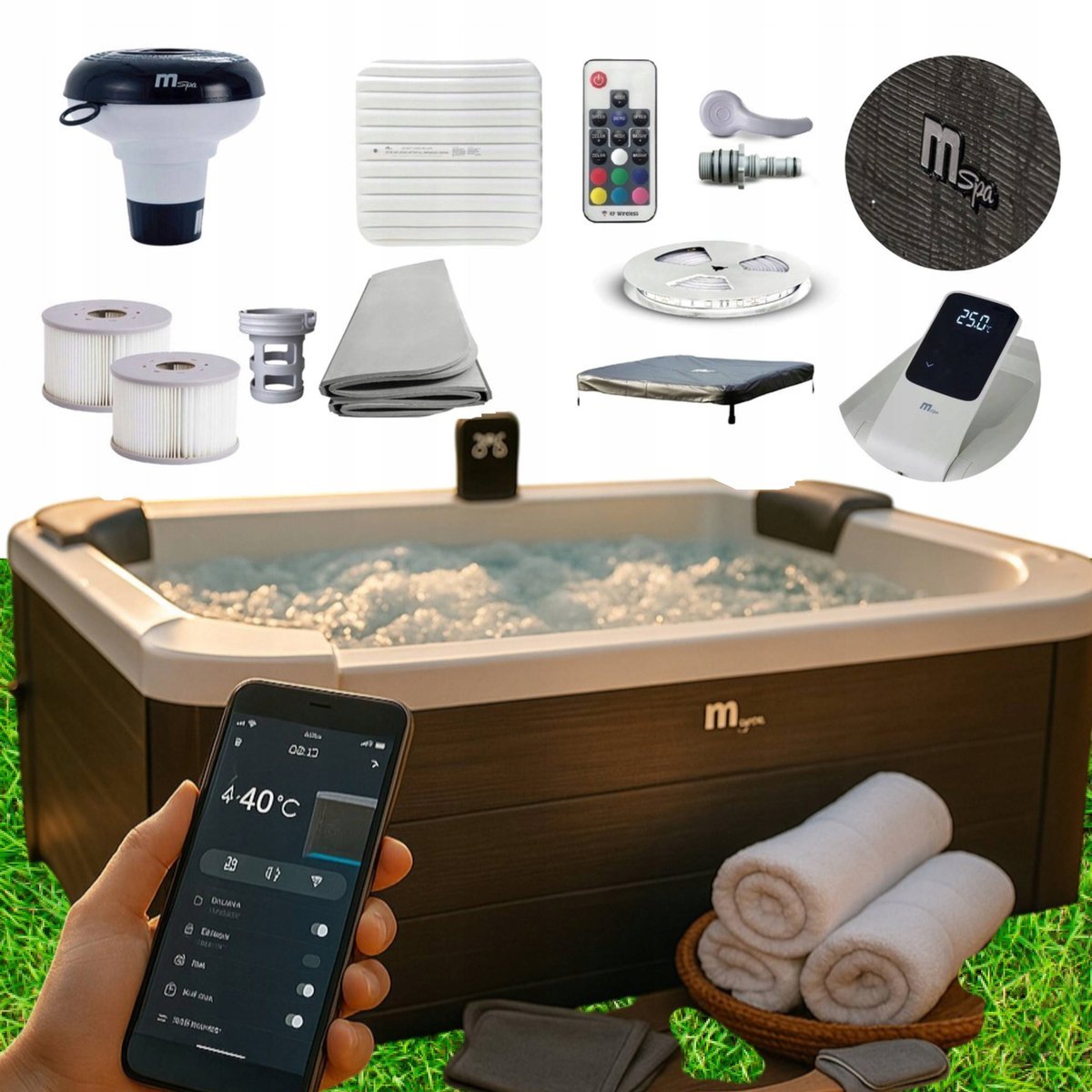 Mspa Basen z hydromasażem sztywny kwadratowy 850 l