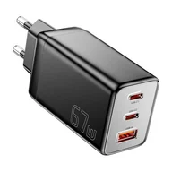 Ładowarki do telefonów - Ładowarka sieciowa, Essager, ECT67W-LJB01-Z, GaN, 2xUSB-C, USB-A, 67W (czarna) - miniaturka - grafika 1