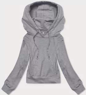 KRÓTKA BLUZA DRESOWA Z KAPTUREM JASNOSZARA (8B939-2) - J.STYLE - Bluzy damskie - miniaturka - grafika 1