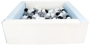 Kwadratowy suchy basen z ekoskóry z 200 piłeczkami (biały, niebieski (pastel)/czarny, biały, transparentny, srebrny) - Suche baseny - miniaturka - grafika 1