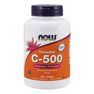 Now Foods Witamina C-500 (o smaku owoców leśnych) - 100 pastylek - Witaminy i minerały - miniaturka - grafika 1