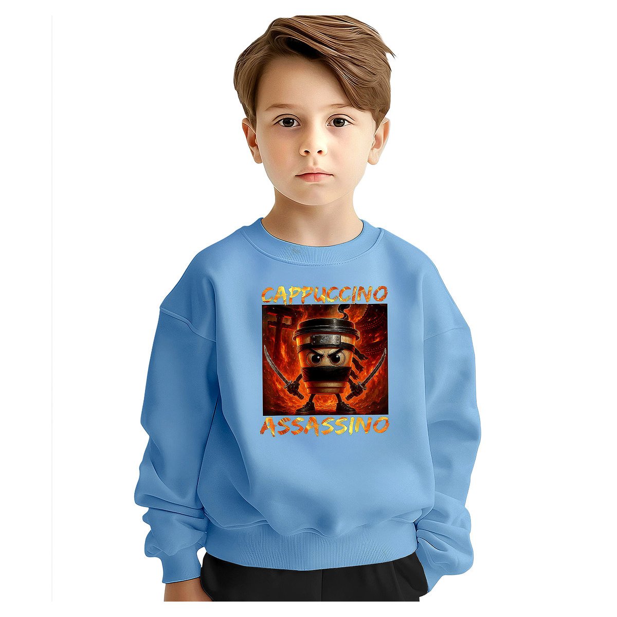 BLUZA DZIECIĘCA BRAINROT CAPPUCCINO ASSASSINO 122-128 DLA CHŁOPCA