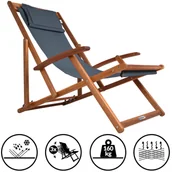 Leżaki ogrodowe - Leżak Antracytowy Drewno Akacjowe - miniaturka - grafika 1