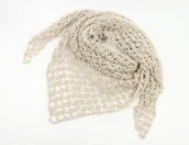 Apaszki i szaliki damskie - Chusta apaszka ażurowa na szydełku stylowa na szyję ecru - miniaturka - grafika 1