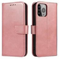 Etui i futerały do telefonów - Magnet Case elegancki futerał etui pokrowiec z klapką i funkcją podstawki iPhone 14 Pro różowy - miniaturka - grafika 1