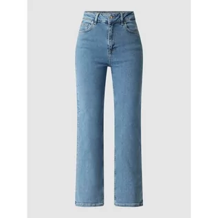 Spodnie damskie - Jeansy o kroju straight fit z wysokim stanem z mieszanki bawełny ekologicznej model Emine - Selected Femme - grafika 1