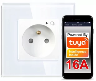 Gniazdko Ścienne Szkło 16A Wifi Tuya Rtx Pomiar En - Klawisze i ramki - miniaturka - grafika 1