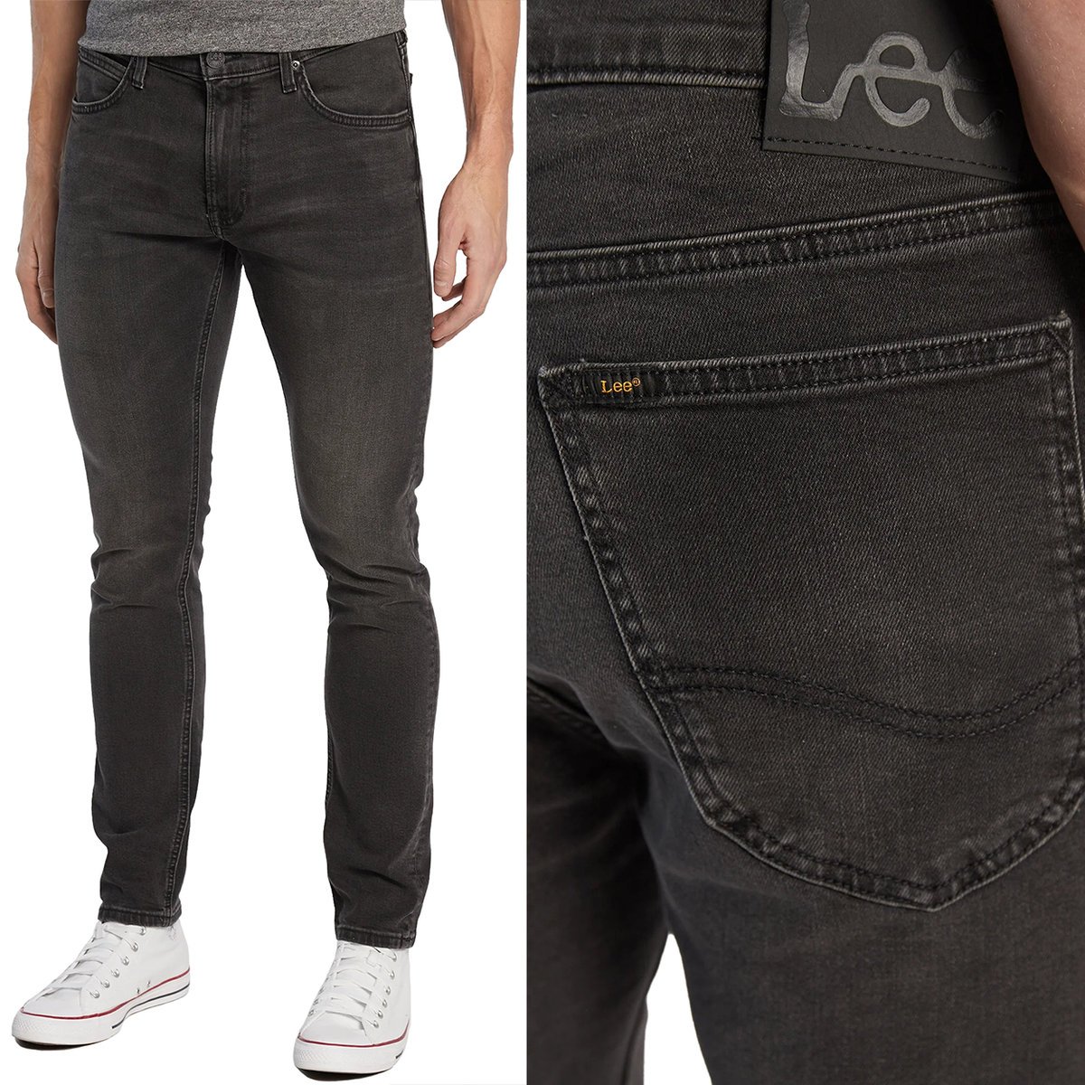 Lee Luke slim Asphalt Rocker mocno zwężane szare spodnie jeansowe W36 L30