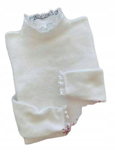 SHEIN SWETER BIAŁY Z DŁUGIM RĘKAWEM DAMSKI GŁADKI L ŁYE