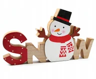 Ozdoby bożonarodzeniowe - BAŁWAN DREWNIANA FIGURKA OZDOBA ŚWIĄTECZNA DEKORACJA DOMU BIURKA SZAFKI - miniaturka - grafika 1