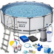 Baseny ogrodowe - Basen stelażowy do ogrodu Bestway Steel Pro MAX Pool Set 488 x 122 cm 19w1 - miniaturka - grafika 1