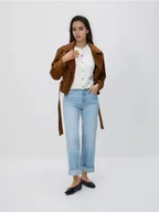 Swetry damskie - Reserved - Kardigan z krótkimi rękawami - złamana biel - miniaturka - grafika 1