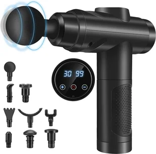 ZEROLIA Masażer Pistolet do Masażu Mięśni 30 Poziomów 9 Głowic Ekran LCD - Masażery - miniaturka - grafika 1