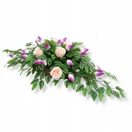 Sztuczne kwiaty - Stroik z tulipanami Dekoracja na stół tulipany róże Ozdoba Wielkanocna - miniaturka - grafika 1