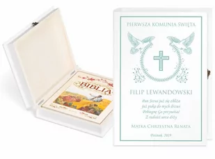 Murrano Biblia Dla Dzieci Z Drewnianym Etui Nadruk Wieniec Komunia Święta KZ-BIB-012_DRO-UV-005 - Pamiątka Chrztu Świętego - miniaturka - grafika 1