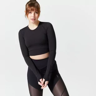 Koszulka fitness damska Domyos crop top długi rękaw - Koszulki sportowe damskie - miniaturka - grafika 1