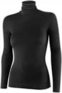 Koszulki sportowe damskie - Brubeck LS1627W Koszulka damska z golfem COMFORT MERINO czarny M - miniaturka - grafika 1