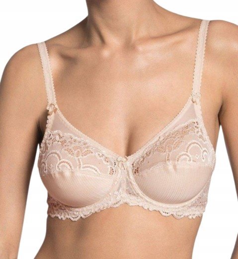 TRIUMPH BEŻOWY BIUSTONOSZ KORONKOWY Z USZTYWNIENIEM 95E JQA