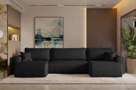 Narożniki - Sofa w kształcie U CAPRI narożnik tkanina Neve czarny - miniaturka - grafika 1
