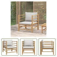Sofy ogrodowe - The Living Store Sofa ogrodowa z jasnoszarymi poduszkami - bambusowa - Sofa Ogrodowa - miniaturka - grafika 1