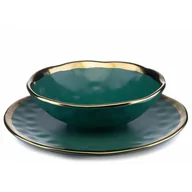 Talerze - Zestaw Obiadowy Na 4 Os. Lissa Green Gold 8 Talerzy - miniaturka - grafika 1