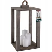 Świeczniki - LATARNIA DREWNIANA 20X20 LAMPION NA ŚWIECE ŚWIECZNIK LATARENKA DOMU OGRODU - miniaturka - grafika 1