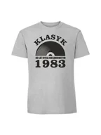 Koszulki męskie - Męska koszulka z nadrukiem - 1983 klasyk płyta winylowa 40 1983 Pastelowy szary XXL - miniaturka - grafika 1