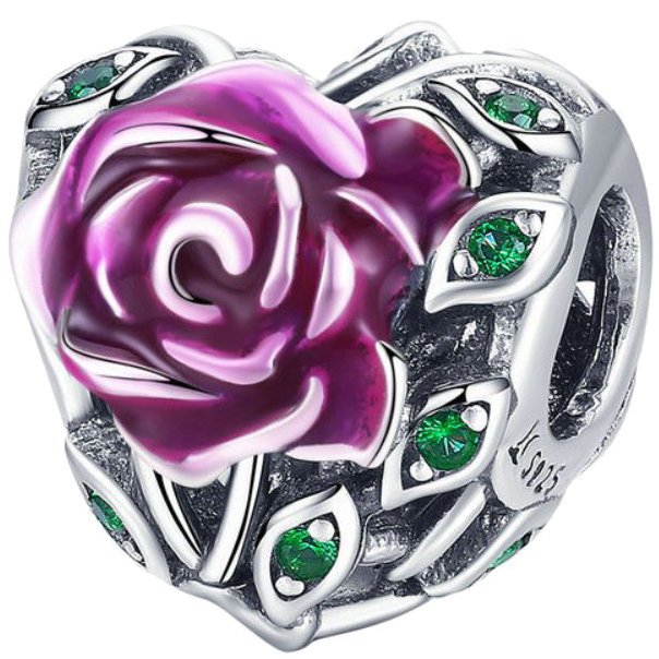 CHARMS SERCE RÓŻA srebro 925 zawieszka