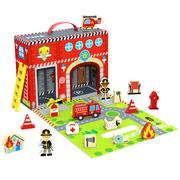 Zabawki kreatywne - TOOKY TOY Remiza Straży Pożarnej w Pudełku Teatrzyk + FIGURKI TY203 - miniaturka - grafika 1