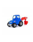 Samochody i pojazdy dla dzieci - Polesie 84736 Traktor-koparka '';Mistrz''; niebieski w siatce - miniaturka - grafika 1