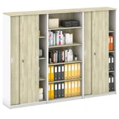 Zestawy mebli biurowych - B2B Partner Zestaw szaf MIRELLI, Typ VI - biały/dąb sonoma 437562 - miniaturka - grafika 1