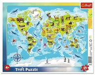 Puzzle - Trefl Puzzle 25el ramkowe Mapa świata ze zwierzętami 31340 - miniaturka - grafika 1