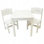Zestawy mebli dla dzieci - STOLIK 75/50 2 KRZESŁA JUNIOR PEŁNE + GRAWER IMIĘ - miniaturka - grafika 1