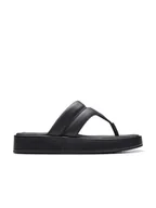 Klapki i japonki damskie - Clarks Skórzane japonki "Alda Walk" w kolorze czarnym - miniaturka - grafika 1