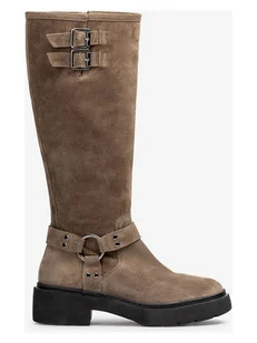 Unisa Skórzane kozaki w kolorze brązowym - Kozaki damskie - miniaturka - grafika 1