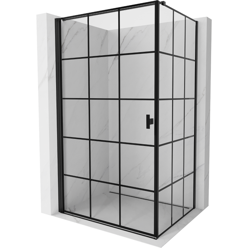 Mexen Mist-B kabina prysznicowa uchylna lewa 70 x 120 cm, czarna kratka, czarna - 8A2T-070-120-70-77-L