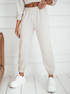 Spodnie dresowe damskie MOSS jasnobeżowe Dstreet UY1852 - Spodnie damskie - miniaturka - grafika 1